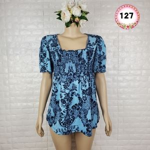faded glory blue 1x blouse ( 5 for $20 )